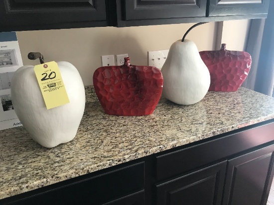Decorative apples, fruit, vases