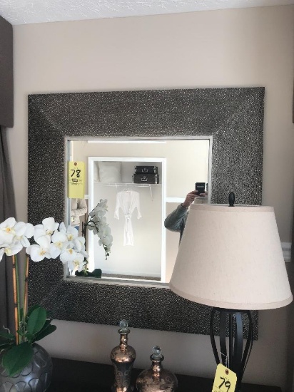 38" silver framed square mirror