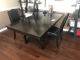 Dark stained oak table & 2 chairs