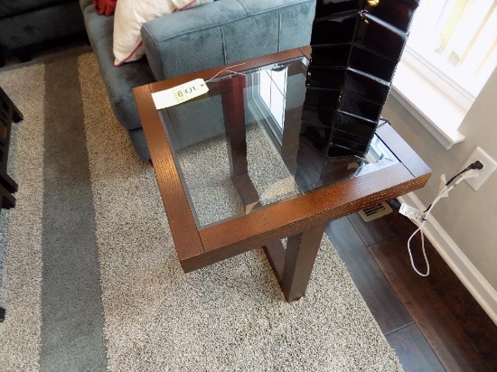 Pair of glass-top end tables