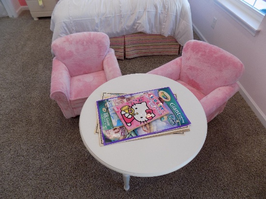 Pair of Coaster children's chairs and table