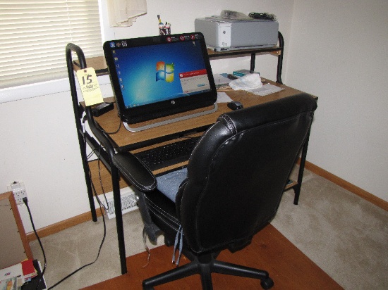 HP Omni computer w/ HP C3180 all-in-one printer - chair and desk