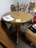 Oak High Top Table with 3 Oak Stools