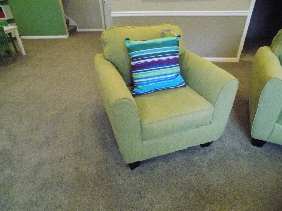 Ashley Green Upholstered Chair with Pillow