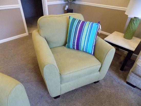 Ashley Green Upholstered Chair with Pillow