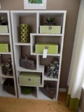 White Bookshelf with Decor and Storage Boxes