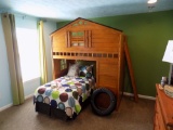 House Style Bunk Bed with Twin Bed on Hollywood Frame