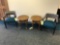 2 Waiting Room Chairs & 2 Oak Queen Anne Side Tables