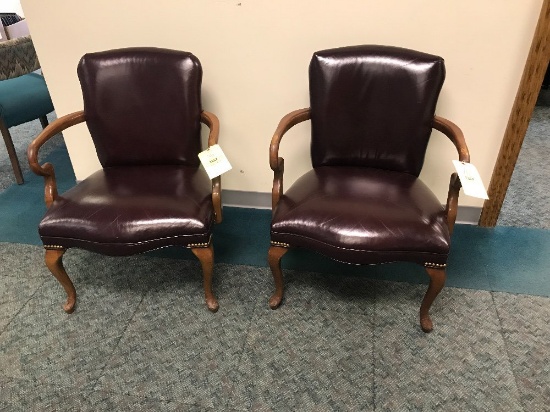 Leather Arm Chair w/ Nail-Head Trim