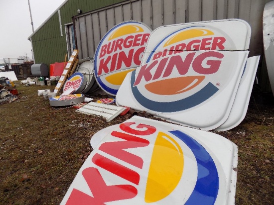 Assorted Burger King Signs, Parts, Pieces & Light Balists