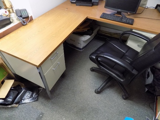 Metal L Shaped Desk w/ Office Chair