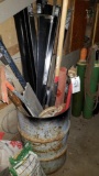 Barrel of Yard Tools, Pipe Bender & Scrap Metal