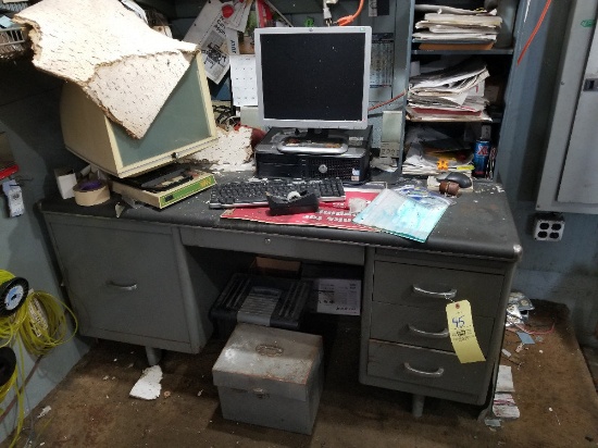 Metal desk, Dell Computer, MR-2 phish machine