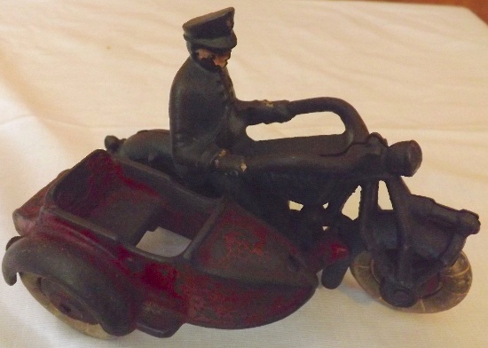 Cast Iron Champion Motorcycle with Side Car