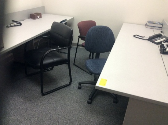Two computer tables & four desk chairs