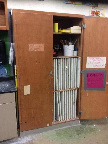 2 wooden storage cabinets. Contents not included