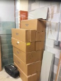 11 boxes of metal shelving parts