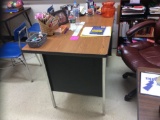 Desk, four tables, bookcases, contents are not included