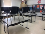 16 student desks and 32 chairs.