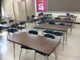 10 desks and 32 chairs.