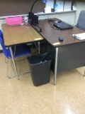 Table, desk, book cart, file, middle cabinet, overhead screen. Contents not included