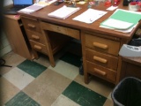 Teachers desk and file cabinet. Contents are not included