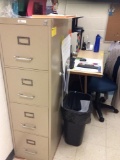 Small table and file cabinet. Contents are not included