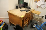 Wood Desk and Chair (contents not included)