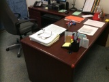 L Shape Desk, Table w/ 2 chairs, office chair, 2 waiting room chairs, (contents not included)