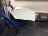 Table, office chair, 4 chairs, small desk, 2 bookcases, (contents not included)
