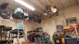 Large lot of assorted desks, tables and overhead projectors