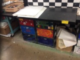 Wodden top work table with locker storage bases