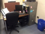 Two desks with filing cabinet. Contents Not included