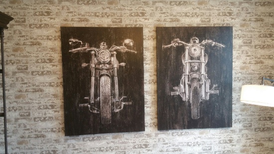 Pair of motorcycle canvas prints