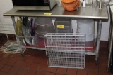 Stainless Steel Prep Table w/ Pot Rack (Contents Sold Separate)