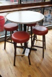 Round Bar Height Table w/ (4) Cushion Stools