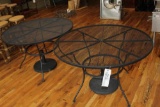 (2) Round Wrought Iron Tables w/ Umbrella Bases