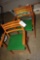 (2) wooden folding chairs & (1) metal folding chair