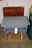 Grey wooden one-drawer stand & wooden wheeled cart