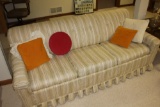 Upholstered chair, 3-cushion sofa, end table & ottoman