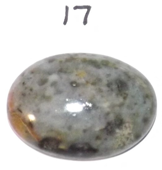 Light Gray Spotted Jadeite Cabochon, 7 Grams, 1 1/8" x 3/4"