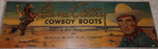 "Gene Autry Cowboy Boots" Advertising Sign, For Graham Brown Shoe Co. Of Dallas Texas