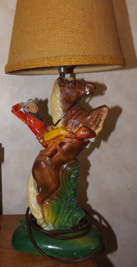 Roy Rogers & Trigger Plaster Table Lamp With Shade