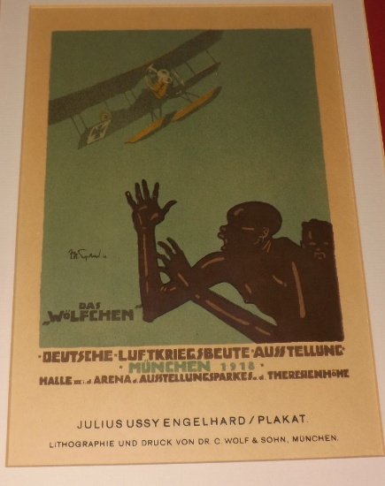 German Poster Signed Deutsche-Luftkriegsbeute-Ausstellung, Litho By Druck Von Dr. C. Wolf & Sohn