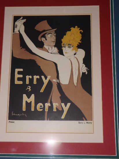 German Poster "Erry & Mery", Walter Schnackenberg. 8" x 11" Poster In A 19" x 23" Frame