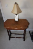 Walnut Stand W/ Pineapple Lamp