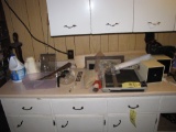 contents in cabinets & on counter top - punch bowl - misc