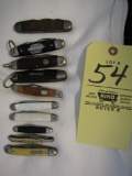 10 pocket knives inc. Ulster boyscout, Kamp King, Forest-Master, Colonial, Camillus, German
