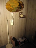 Floor lamp - Nintendo (unit and one controller only) - owl clock - bear scene on wood