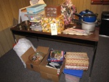 sewing basket - sewing items - pots & pans - 5' table - etc